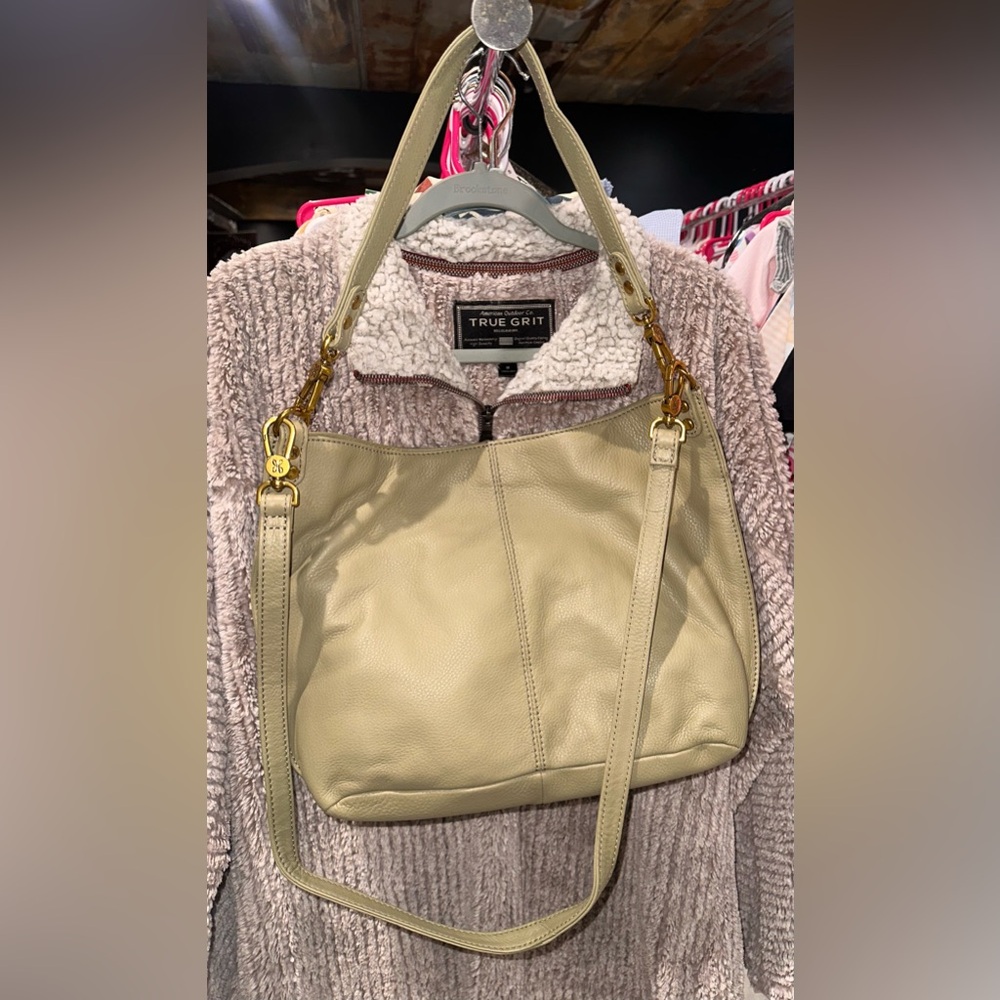 HOBO light green (cactus) Leather Shoulder Bag with Gold Accents - NWT